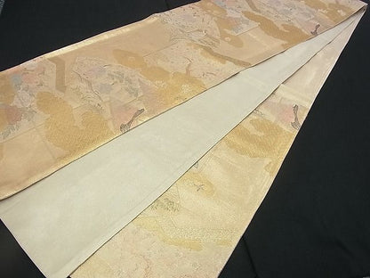 平和屋着物■佐賀錦 六通柄袋帯 源氏絵 金糸 逸品 n-rv0290