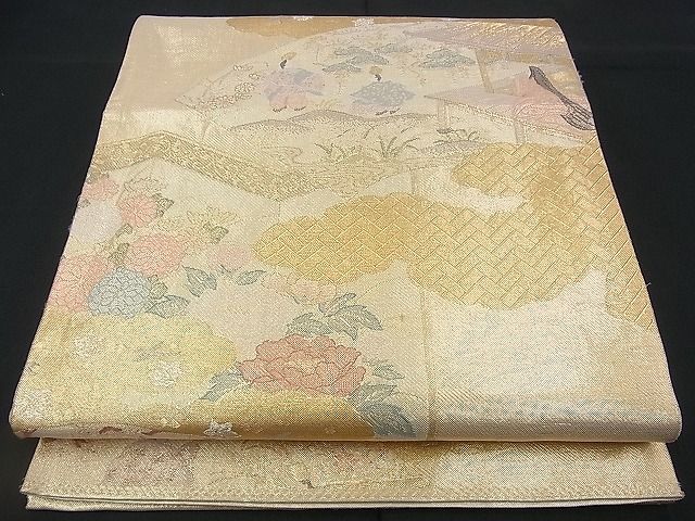 平和屋着物■佐賀錦 六通柄袋帯 源氏絵 金糸 逸品 n-rv0290