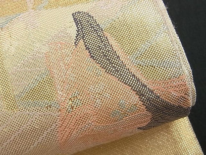 平和屋着物■佐賀錦 六通柄袋帯 源氏絵 金糸 逸品 n-rv0290