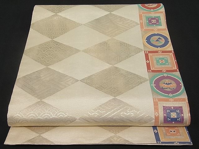 平和屋着物■六通柄袋帯 菱吉祥文 金糸 逸品 CAAB1936rv