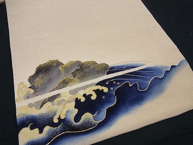 平和屋本店●極上 浦野理一 九寸名古屋帯 花鳥文 金彩 鬼しぼ縮緬 逸品 未使用3s1054