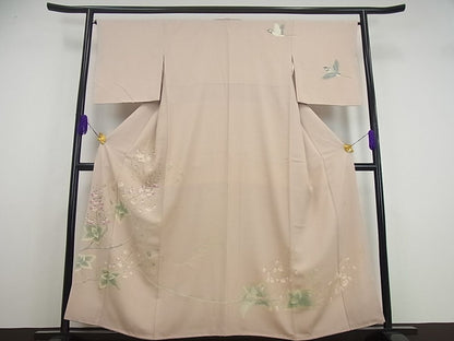 平和屋本店■極上　加賀友禅の巨匠　初代　由水十久　訪問着　花鳥文　白山沙参　逸品3s1158