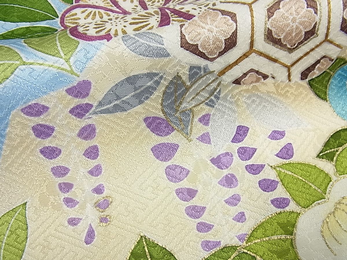 期間限定セール20％off●極上　創業460年・千總　振袖　駒刺繍　吉祥花文　金彩　反端付き　逸品3s1160