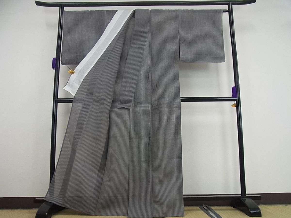 平和屋本店＊極上 夏物 石川県指定無形文化財 能登上布 本麻手織上布 山崎仁一 間道 山崎麻織物工房 逸品 未使用3s1181