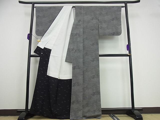 平和屋本店●極上　人間国宝　小宮康孝　江戸小紋　霞寄せ小紋柄　黒地　西武百貨店扱い　逸品　未使用3s1307