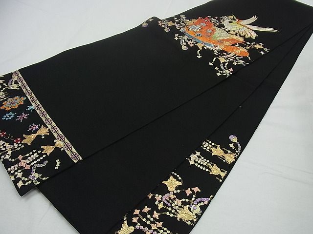 平和屋本店●最高級　龍村平蔵製　本袋帯　千代乃冠錦　黒地　金糸　逸品3s1374