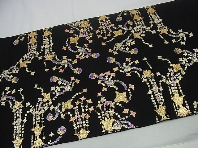 平和屋本店●最高級　龍村平蔵製　本袋帯　千代乃冠錦　黒地　金糸　逸品3s1374