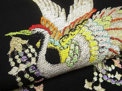 平和屋本店●最高級　龍村平蔵製　本袋帯　千代乃冠錦　黒地　金糸　逸品3s1374