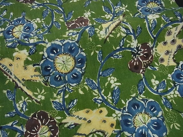 平和屋本店■希少染織家 古澤万千子 工芸呉服 芥川 九寸開き名古屋帯 紬地 花鳥唐草文 たとう紙付き 逸品3s1387