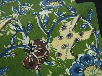 平和屋本店■希少染織家 古澤万千子 工芸呉服 芥川 九寸開き名古屋帯 紬地 花鳥唐草文 たとう紙付き 逸品3s1387