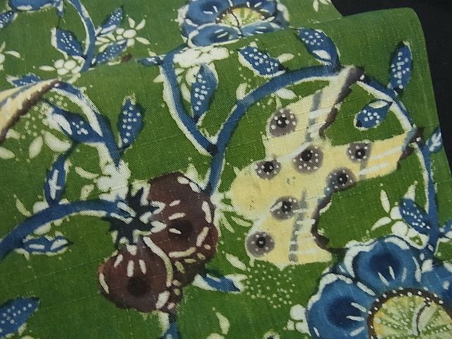 平和屋本店■希少染織家 古澤万千子 工芸呉服 芥川 九寸開き名古屋帯 紬地 花鳥唐草文 たとう紙付き 逸品3s1387