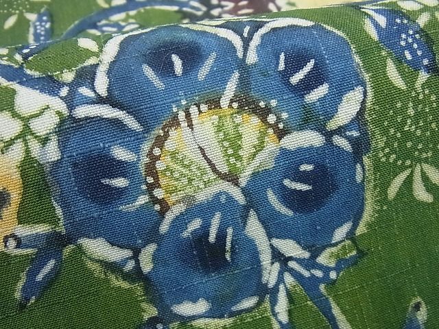 平和屋本店■希少染織家 古澤万千子 工芸呉服 芥川 九寸開き名古屋帯 紬地 花鳥唐草文 たとう紙付き 逸品3s1387