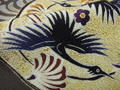 平和屋本店●極上 訪問着 浦野理一 息子 浦野範雄 訪問着 花鳥絵皿文 海松茶地 金彩 逸品3s1428