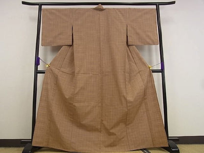 平和屋本店■極上　綿薩摩　木綿　単衣　格子　逸品2s148