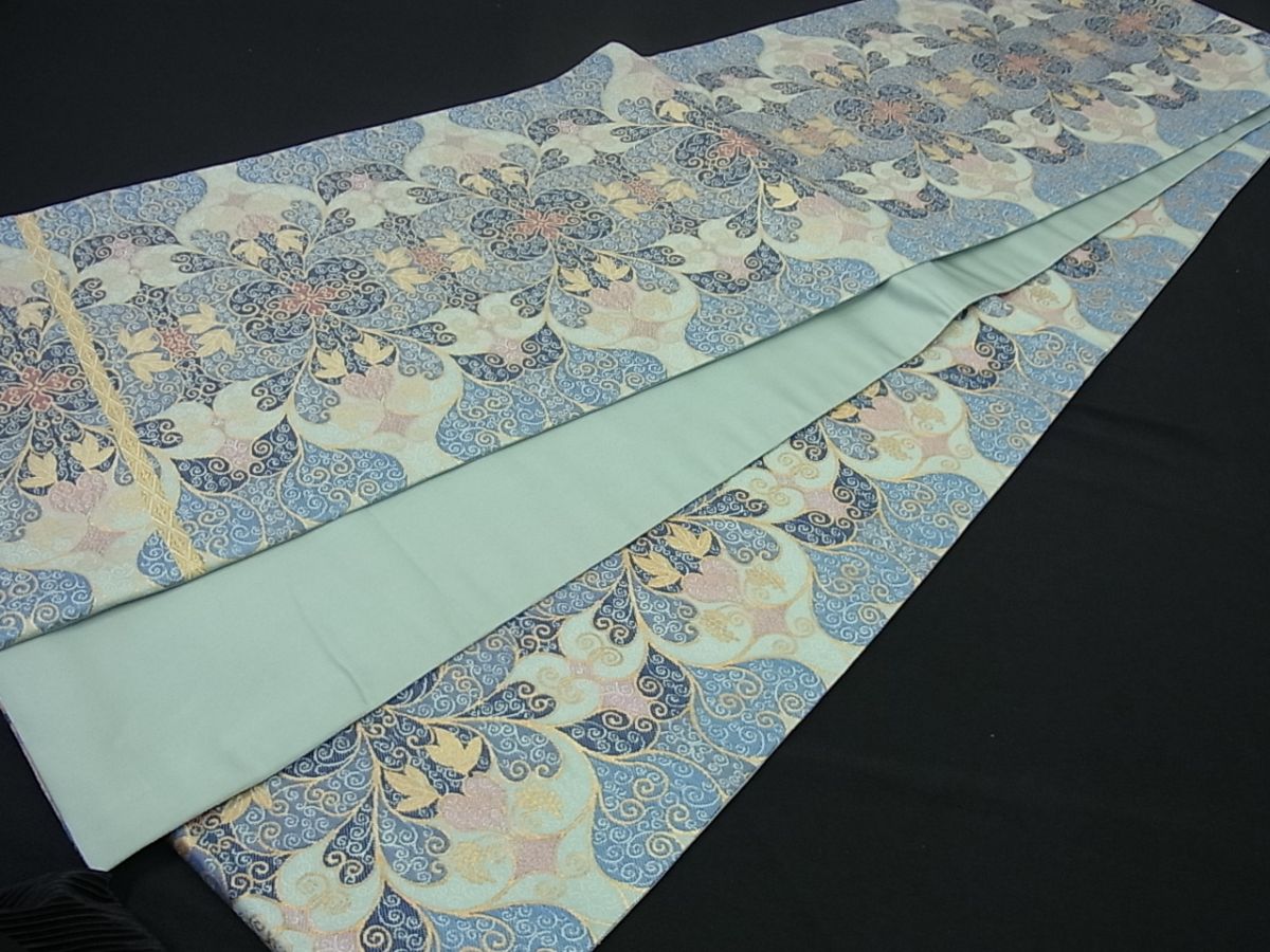 平和屋本店■極上　龍村晋謹製　全通柄袋帯　天平葡萄文錦　金糸　逸品　未使用3s1505