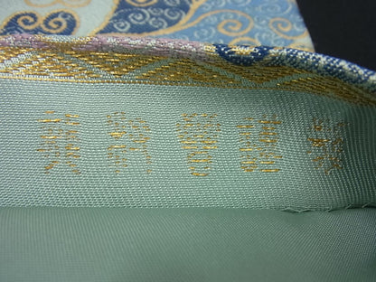 平和屋本店■極上　龍村晋謹製　全通柄袋帯　天平葡萄文錦　金糸　逸品　未使用3s1505