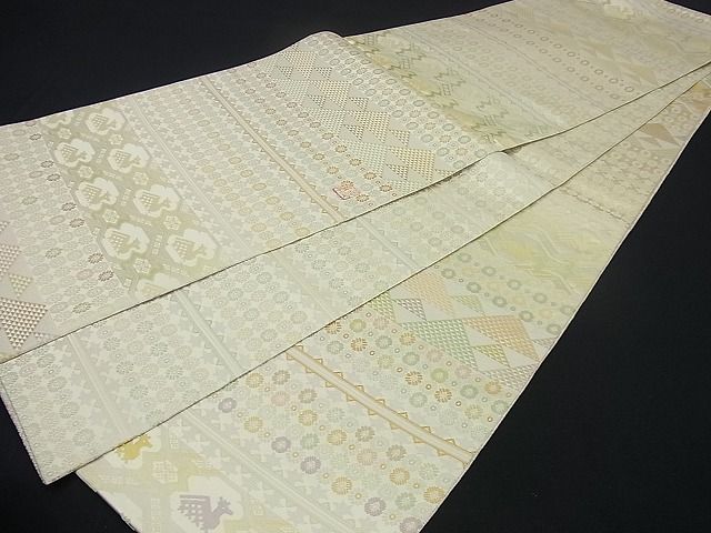 平和屋本店■極上　伝統工芸士　曽根武勇　両面　全通柄袋帯　名物裂　いちご錦　逸品　未使用3s1674