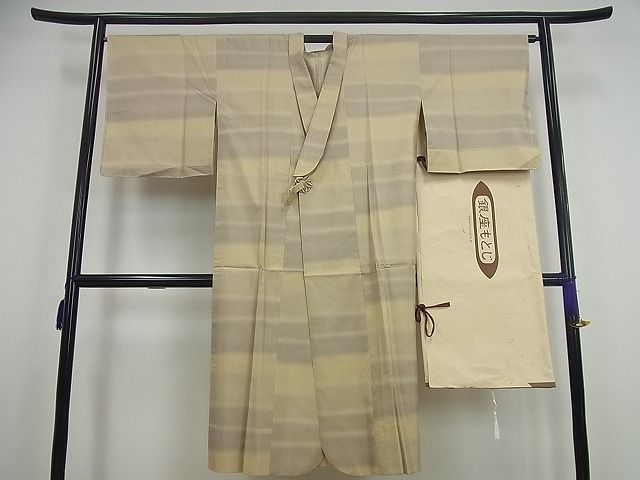 平和屋本店＃極上 道中着 本場染大島紬地 銀座もとじ 武島織物謹製 単衣 横段文 証紙・たとう紙付き 逸品 未使用3s1700