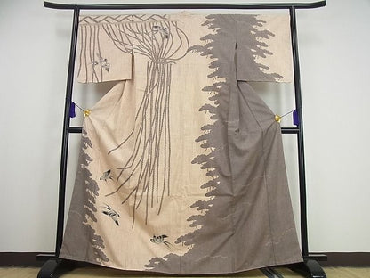平和屋本店●希少 小紋師 藍田正雄 江戸小紋 訪問着 燕 紬地 逸品 未使用3s1918