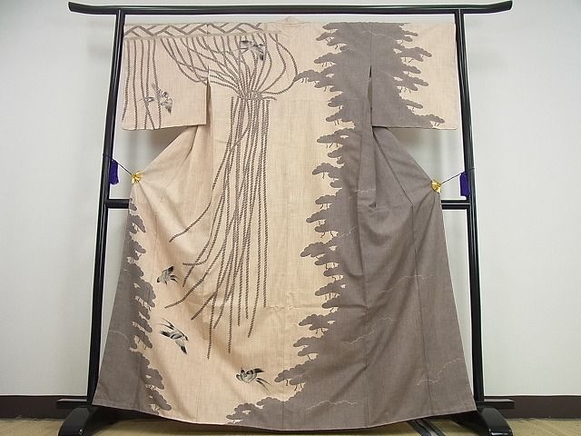 平和屋本店●希少 小紋師 藍田正雄 江戸小紋 訪問着 燕 紬地 逸品 未使用3s1918