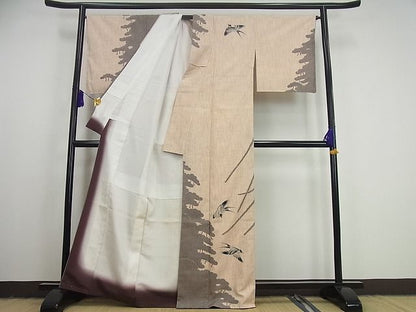 平和屋本店●希少 小紋師 藍田正雄 江戸小紋 訪問着 燕 紬地 逸品 未使用3s1918