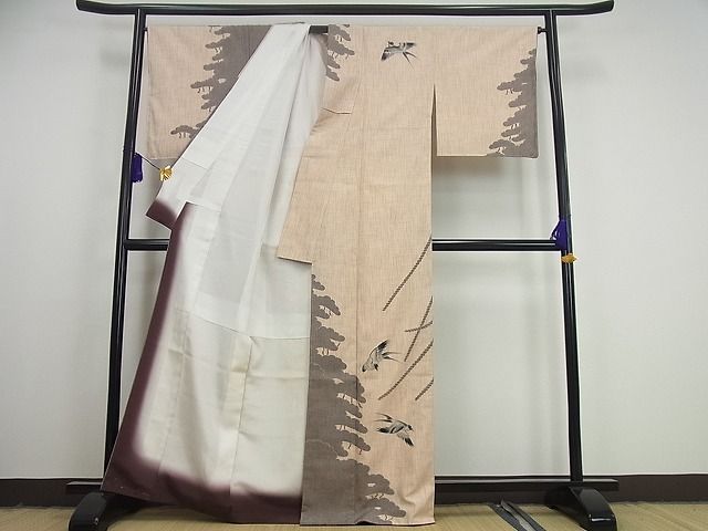 平和屋本店●希少 小紋師 藍田正雄 江戸小紋 訪問着 燕 紬地 逸品 未使用3s1918