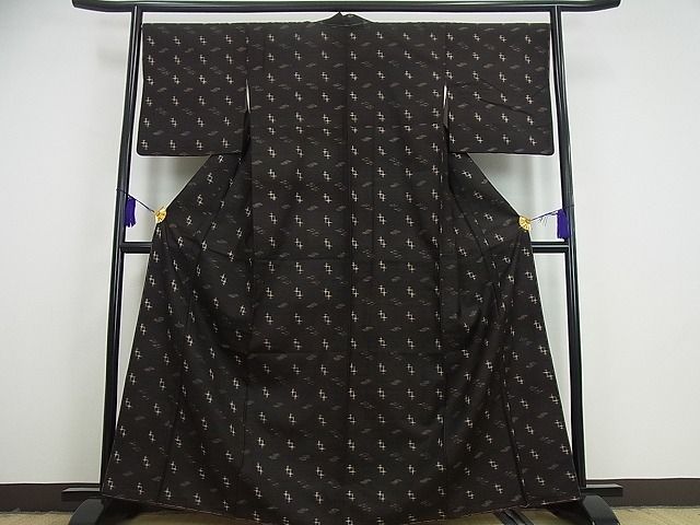 平和屋本店●極上 国指定重要無形文化財 本場久米島紬 手織 逸品 未使用3s1935