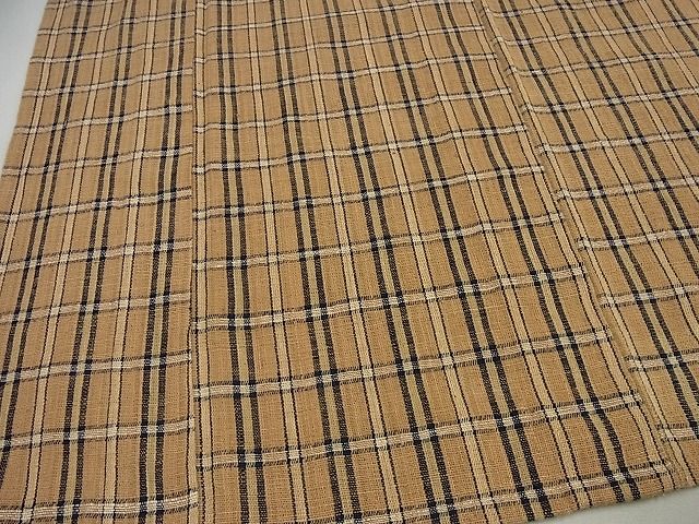 平和屋本店▽極上 国指定無形文化財 丹波布 単衣 格子柄 逸品3s1980