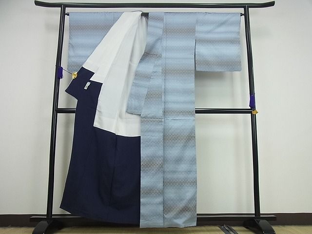 平和屋本店■極上　藍造り国選定無形文化財　佐藤阿波藍製造所　十九代目藍師・佐藤昭人　花織　紬　逸品3s1983
