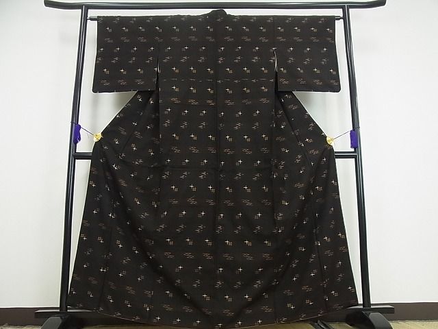 平和屋本店●極上 国指定重要無形文化財 本場久米島紬 山城てる代作 手織 証紙付き 逸品3s1993