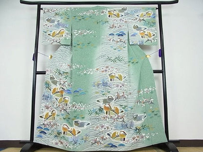 平和屋本店●超大作　人間国宝・羽田登喜男　訪問着　鴛鴦２１羽　逸品s2002