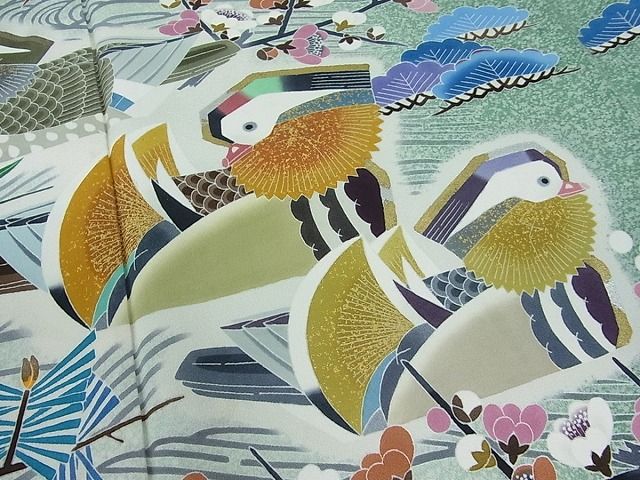 平和屋本店●超大作　人間国宝・羽田登喜男　訪問着　鴛鴦２１羽　逸品s2002