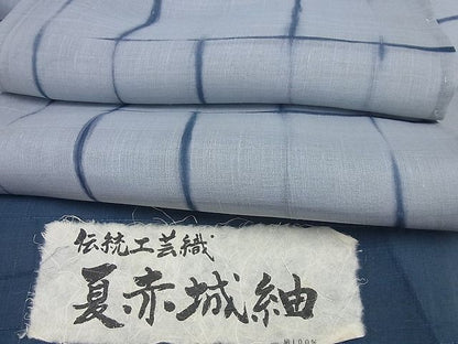 期間限定セール20％off■極上　夏物　夏赤城紬　伝統工芸織　格子柄　証紙付き　逸品　未使用3s2156