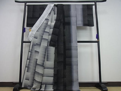 平和屋本店▽極上 訪問着 紗袷 無双 紗×絽 幾何学文様 逸品3s2157