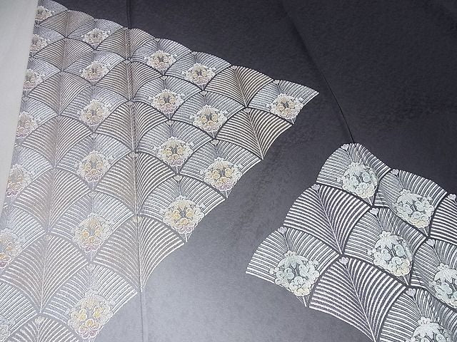平和屋本店■極上　金彩友禅　卓越技能者・名工・和田光正　訪問着　松竹梅　暈し染め　反端付き　紫黒色地　逸品　未使用3s2159