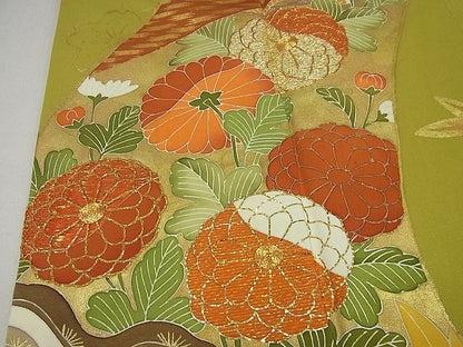 平和屋本店●極上 創業460年・千總 振袖 駒刺繍 流水吉祥花文 金彩 大丸扱い 逸品3s2222
