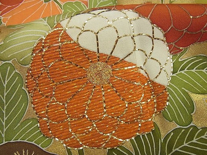 平和屋本店●極上 創業460年・千總 振袖 駒刺繍 流水吉祥花文 金彩 大丸扱い 逸品3s2222