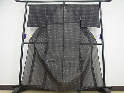 期間限定セール20％off■極上　夏物　本場琉球絣　格子柄　反端付き　逸品3s2560