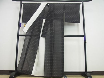 期間限定セール20％off■極上　夏物　本場琉球絣　格子柄　反端付き　逸品3s2560