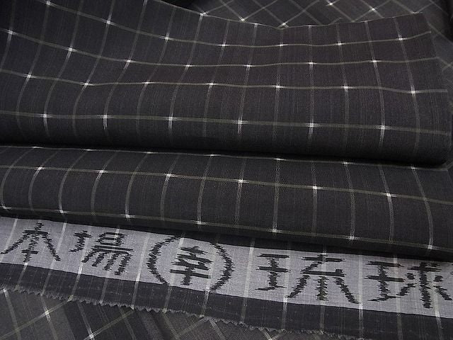 期間限定セール20％off■極上　夏物　本場琉球絣　格子柄　反端付き　逸品3s2560