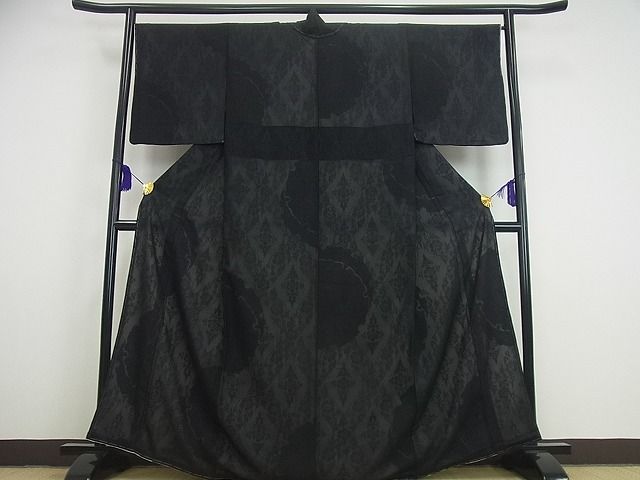 平和屋本店■極上　小紋　無双　紗袷　紗×絽　雪輪重ね菱花文　逸品　未使用3s2619