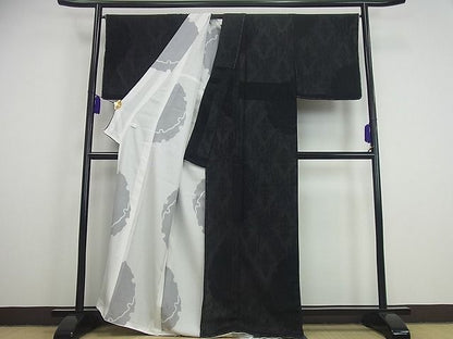 平和屋本店■極上　小紋　無双　紗袷　紗×絽　雪輪重ね菱花文　逸品　未使用3s2619