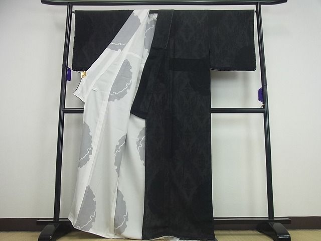 平和屋本店■極上　小紋　無双　紗袷　紗×絽　雪輪重ね菱花文　逸品　未使用3s2619