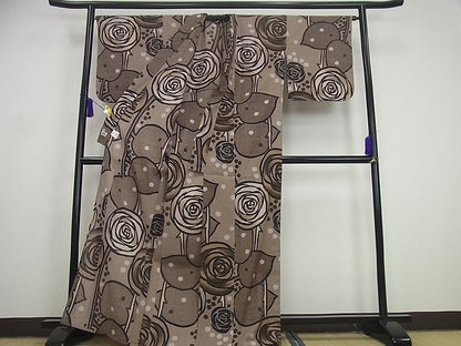 平和屋本店■極上　撫松庵　セオアルファ　小紋・浴衣兼用　薔薇　洗える着物　未使用3s2913