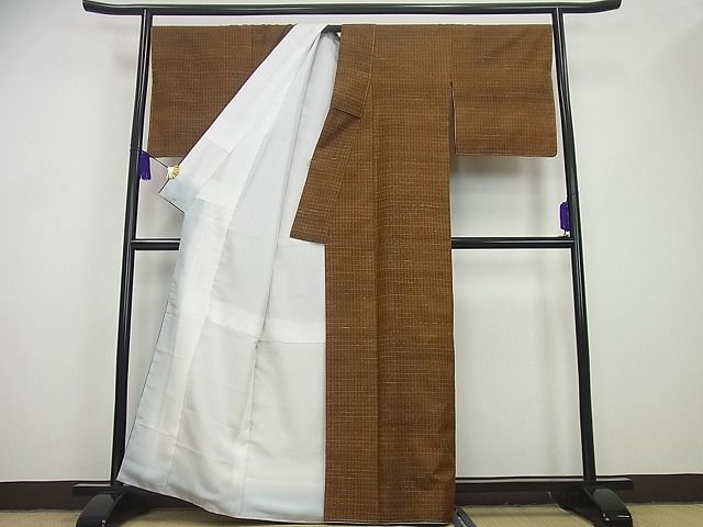 平和屋本店■極上　国指定重要無形文化財　本場久米島紬　手織　証紙付き　逸品　未使用3s3032