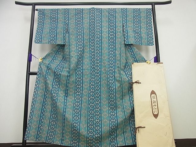 期間限定セール35％off■極上　夏物　浴衣　銀座もとじ　竺仙　菱繋ぎ　綿　たとう紙付き　逸品　未使用3s3078