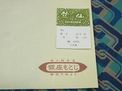 期間限定セール35％off■極上　夏物　浴衣　銀座もとじ　竺仙　菱繋ぎ　綿　たとう紙付き　逸品　未使用3s3078