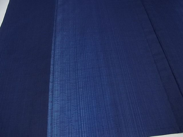 平和屋本店■極上 藍造り国選定無形文化財 佐藤阿波藍製造所 十九代目藍師・佐藤昭人 花織 お召 単衣 パールトーン加工 3s3154