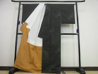 平和屋本店●超希少 本場結城紬 重要無形文化財 奥順謹製 160亀甲 蝋色地 阪急百貨店扱い 証紙 逸品 未使用3s3371