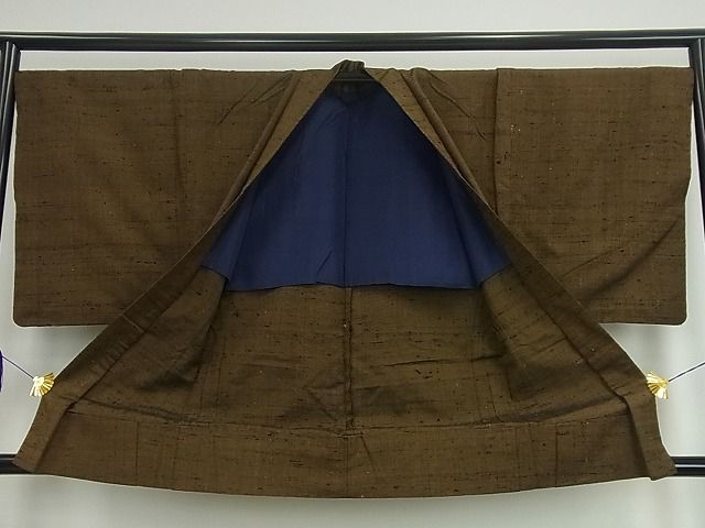 平和屋本店▽超希少 男性 伊兵衛織 工芸手織 アンサンブル 単衣 逸品3s3389